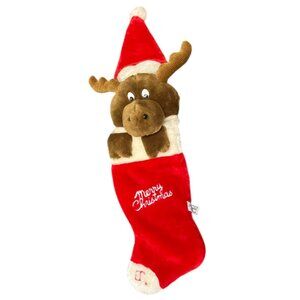 Chrisha Playful‎ Plush Moose Christmas Stocking Large 3D 22" VTG1988 NOT WORKING
